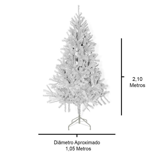 Árvore de Natal Alemã Branca 210cm Ref: AAB210-728T - reidoarmarinho