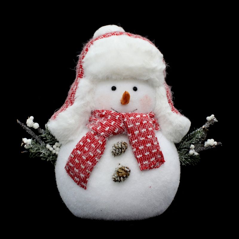 Jogo Papai Noel e Boneco de Neve Cone Iluminado LED Tricô Vermelho