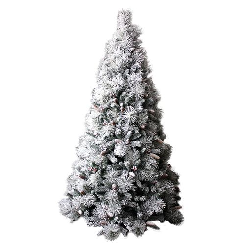 Árvore de Natal Nevada com Pinhas e Cerejas 712 Galhos 180cm -  reidoarmarinho