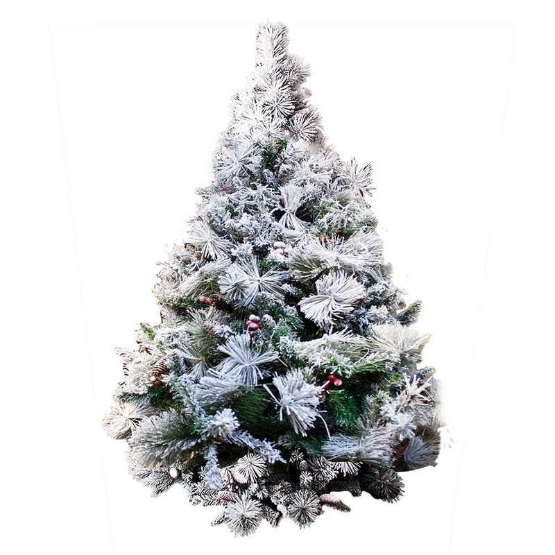 Árvore de Natal Nevada com Pinhas e Cerejas  Galhos 210cm -  reidoarmarinho