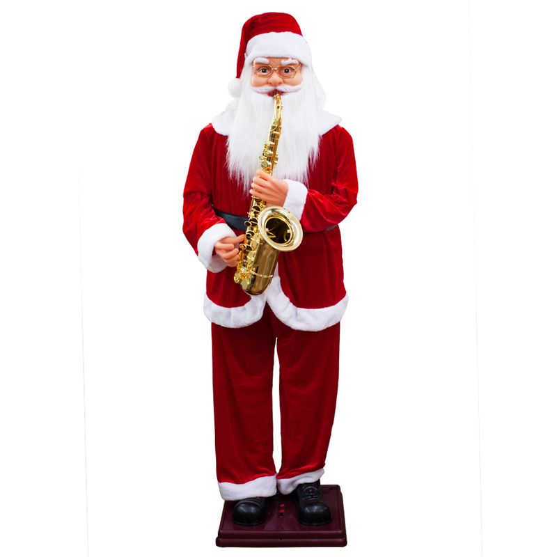 PAPAI NOEL MUSICAL COM MOVIMENTO XADREZ COM SAXSOFONE E LED - PAPAI NOEL  MUSICAL COM MOVIMENTO XADREZ COM SAXSOFONE E LED - TODOS