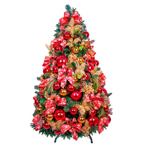 Árvore de Natal Nevada com Cerejas e Pinhas 838 Galhos 1,80m